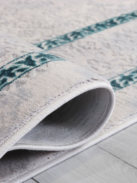 Турецкий прямоугольный ковёр 9255A S.L.GREY / P.TURQUOISE