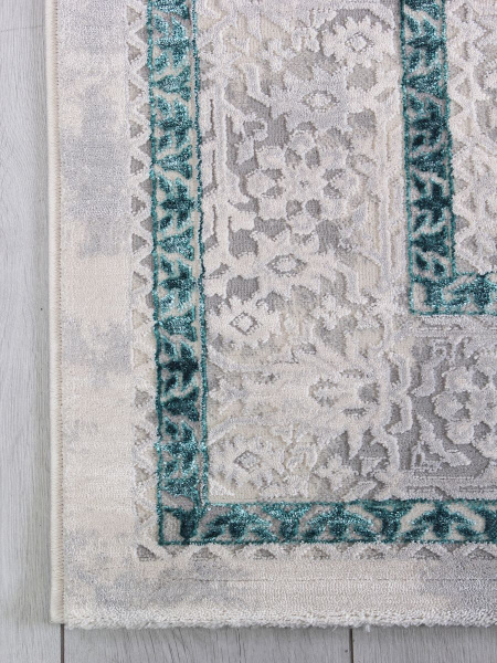 Турецкий прямоугольный ковёр 9255A S.L.GREY / P.TURQUOISE