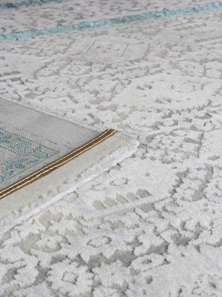 Турецкий прямоугольный ковёр 9255A S.L.GREY / P.TURQUOISE