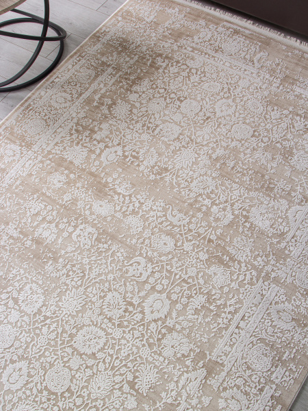Турецкий прямоугольный ковёр 21365C D.BEIGE / WHITE