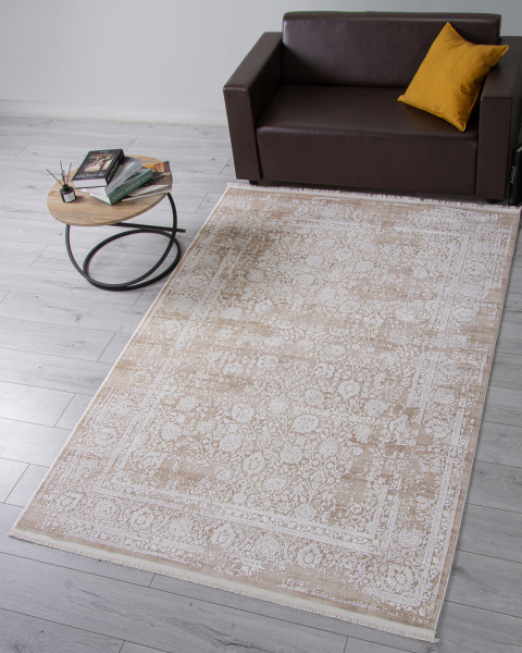 Турецкий прямоугольный ковёр 21365C D.BEIGE / WHITE