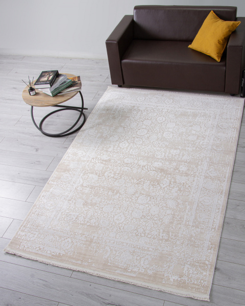 Турецкий прямоугольный ковёр 21365C D.BEIGE / WHITE