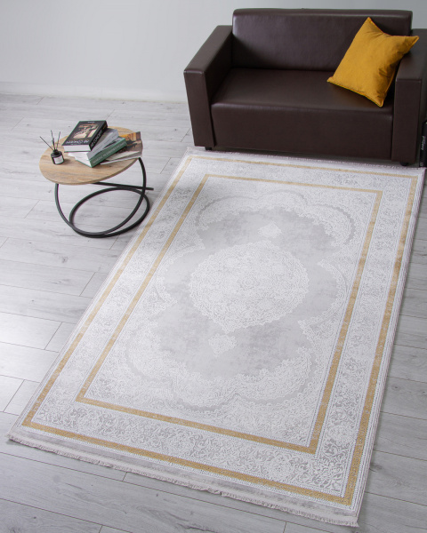 Турецкий прямоугольный ковёр 26162A GREY / WHITE