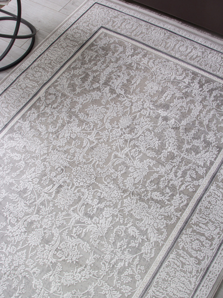 Турецкий прямоугольный ковёр 32229A GREY / WHITE
