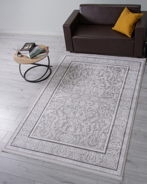 Турецкий прямоугольный ковёр 32229A GREY / WHITE