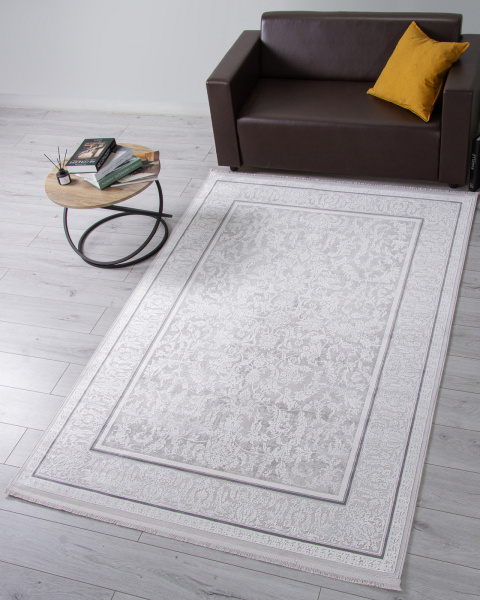 Турецкий прямоугольный ковёр 32229A GREY / WHITE