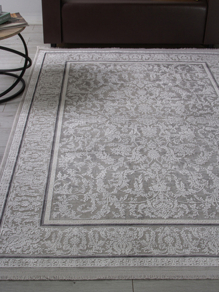 Турецкий прямоугольный ковёр 32229A GREY / WHITE