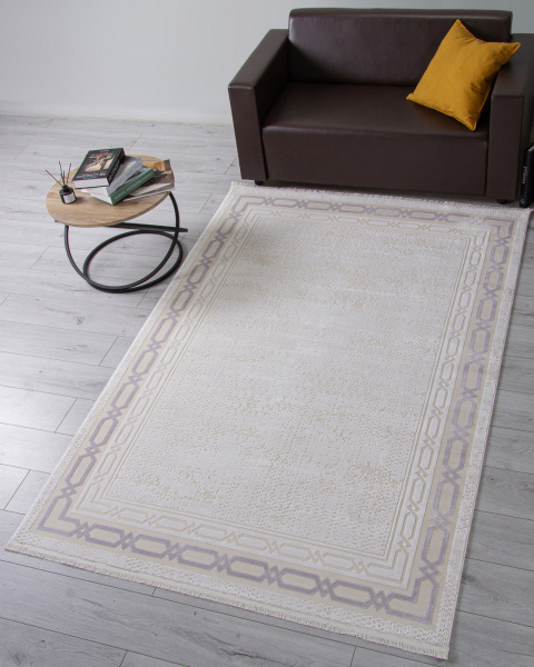 Турецкий прямоугольный ковёр 34069A WHITE / BEIGE