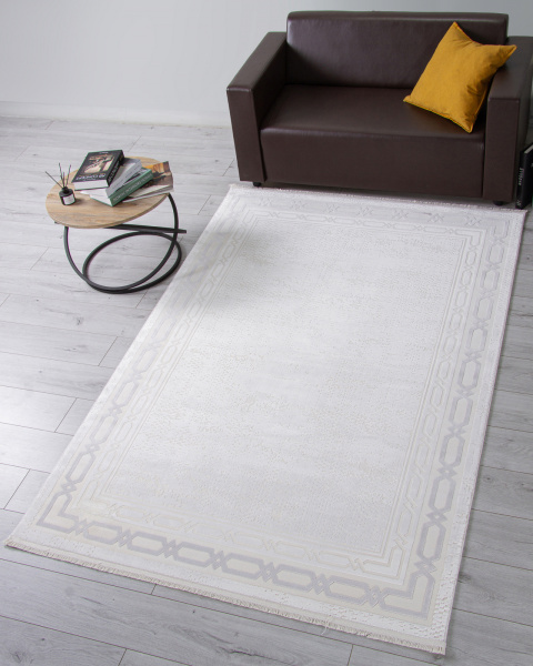 Турецкий прямоугольный ковёр 34069A WHITE / BEIGE