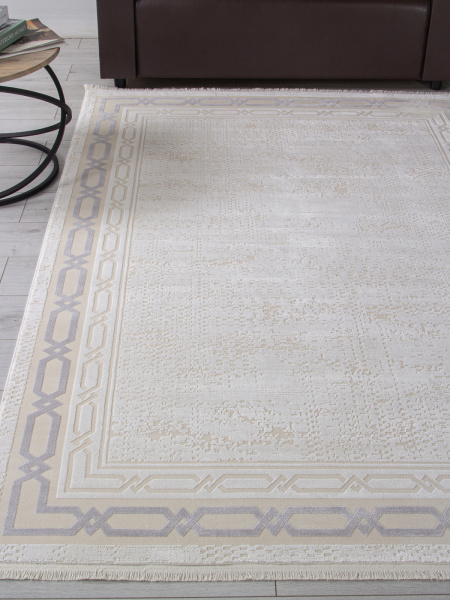 Турецкий прямоугольный ковёр 34069A WHITE / BEIGE