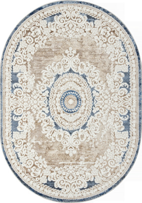 Турецкий овальный ковёр O1701 630 CREAM / BLUE
