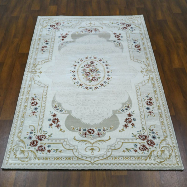 Казахстанский прямоугольный ковёр Q010B CREAM/CREAM