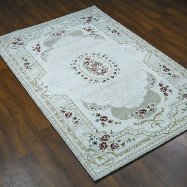 Казахстанский прямоугольный ковёр Q010B CREAM/CREAM