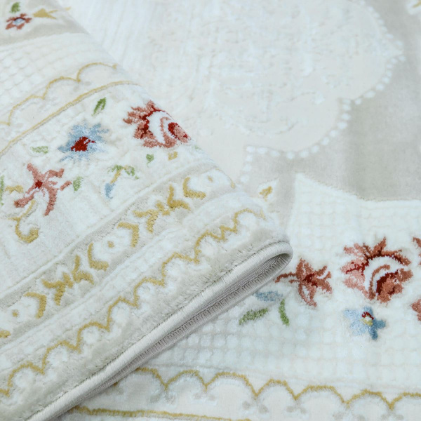 Казахстанский прямоугольный ковёр Q010B CREAM/CREAM
