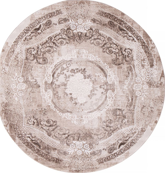 Турецкий круглый ковёр 03707A BROWN / BROWN