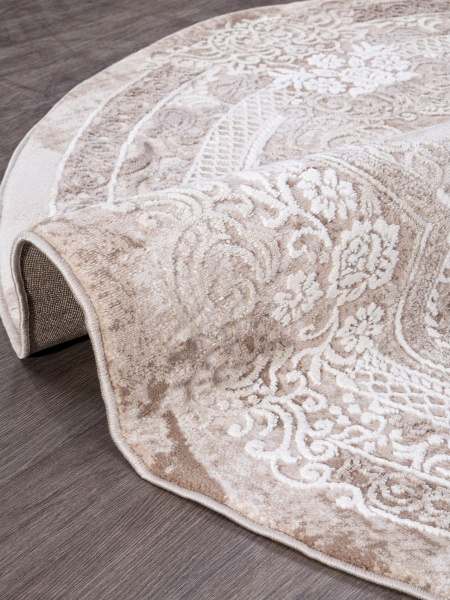 Турецкий круглый ковёр 03707A BROWN / BROWN