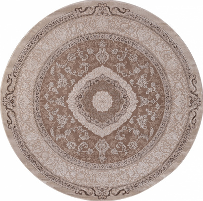 Турецкий круглый ковёр 03874B BROWN / BROWN