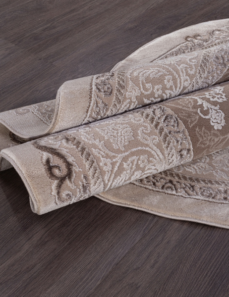Турецкий круглый ковёр 03874B BROWN / BROWN
