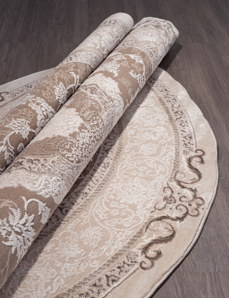 Турецкий круглый ковёр 03874B BROWN / BROWN