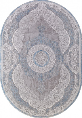 Турецкий овальный ковёр 03880A BLUE / BLUE