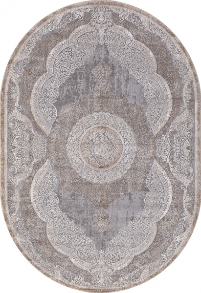 Турецкий овальный ковёр 03880C GREY / BROWN