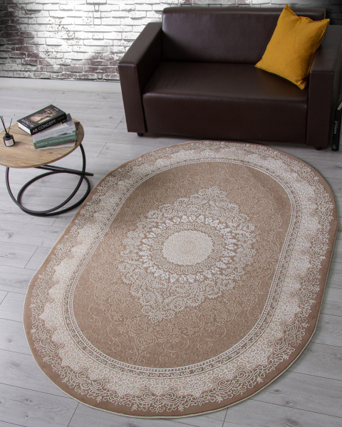 Турецкий овальный ковёр 04076A BROWN / BROWN