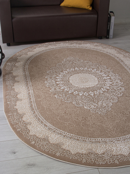 Турецкий овальный ковёр 04076A BROWN / BROWN