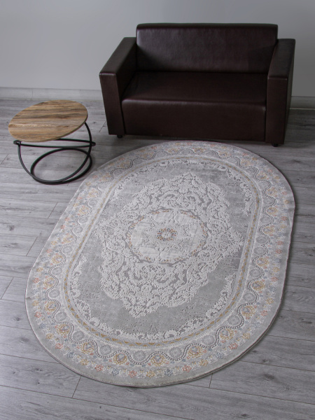 Турецкий овальный ковёр GA014N GREY / MULTI