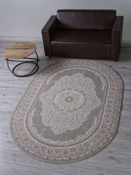 Турецкий овальный ковёр GA014N GREY / MULTI