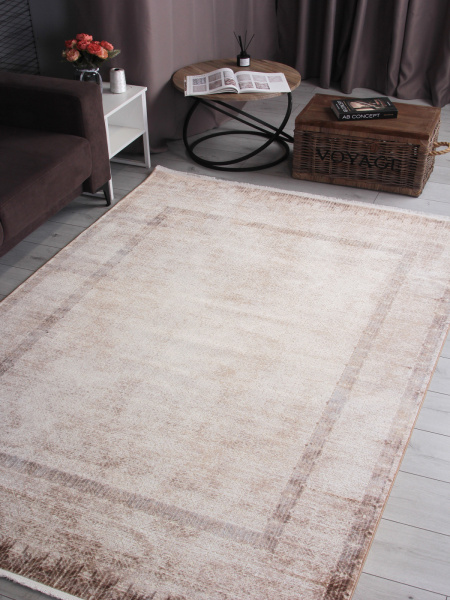 Турецкий прямоугольный ковёр 9337A S.WHITE / BROWN