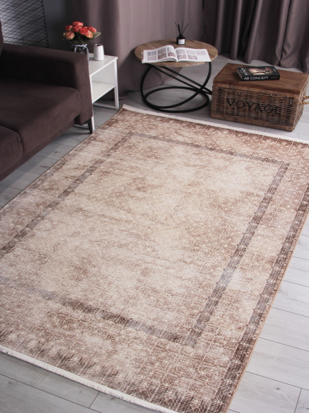 Турецкий прямоугольный ковёр 9337A S.WHITE / BROWN