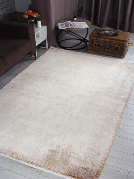 Турецкий прямоугольный ковёр 9340A S.WHITE / D.BEIGE