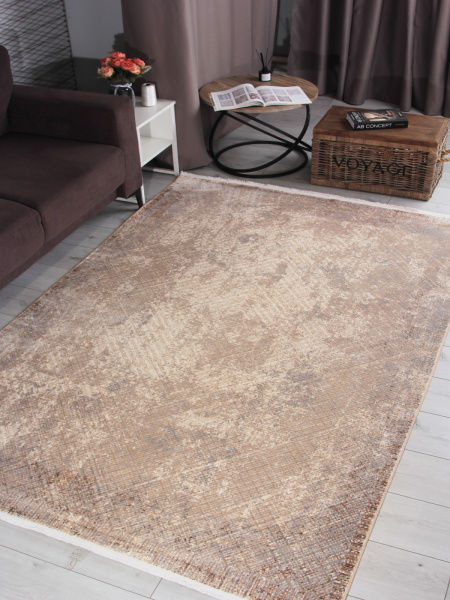 Турецкий прямоугольный ковёр 9340A S.WHITE / D.BEIGE