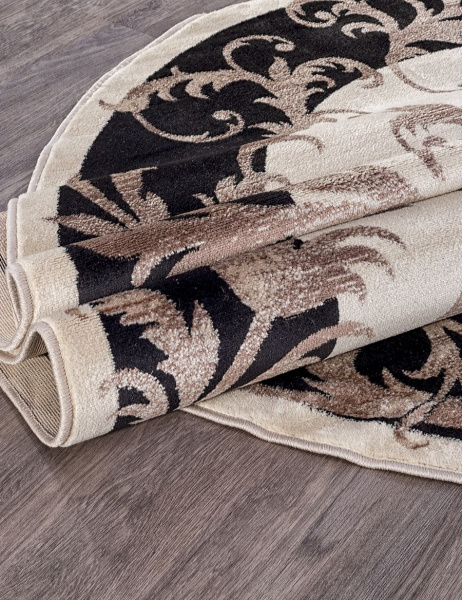 Российский овальный ковёр d156 CREAM-BLACK
