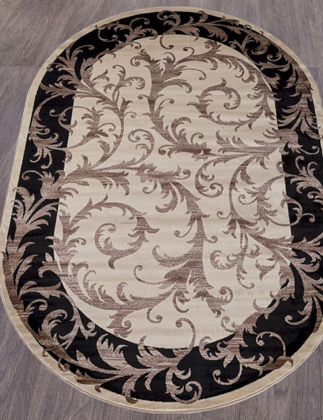 Российский овальный ковёр d156 CREAM-BLACK