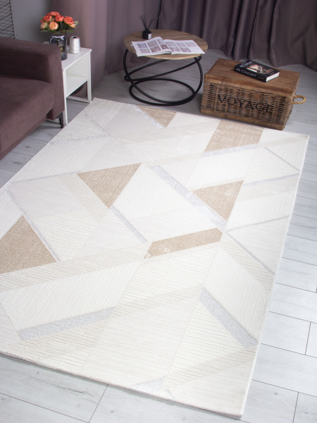 Турецкий прямоугольный ковёр 20802A L.BEIGE / WHITE