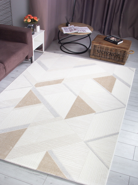 Турецкий прямоугольный ковёр 20802A L.BEIGE / WHITE