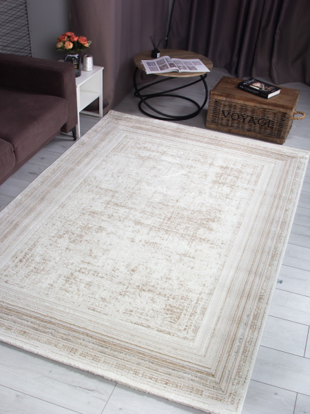 Турецкий прямоугольный ковёр 20809A L.BEIGE / WHITE