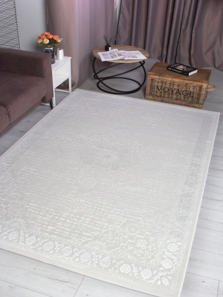 Турецкий прямоугольный ковёр 20811A L.GREY / WHITE