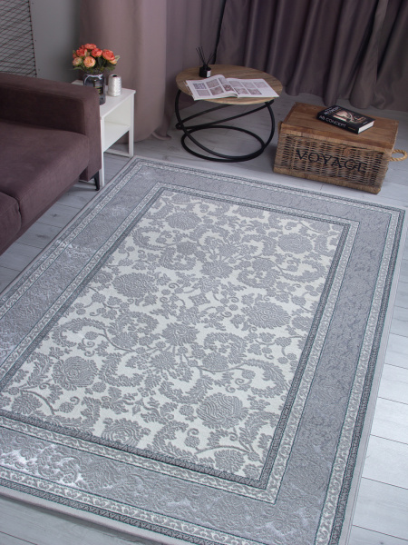 Турецкий прямоугольный ковёр 20812A WHITE / L.GREY