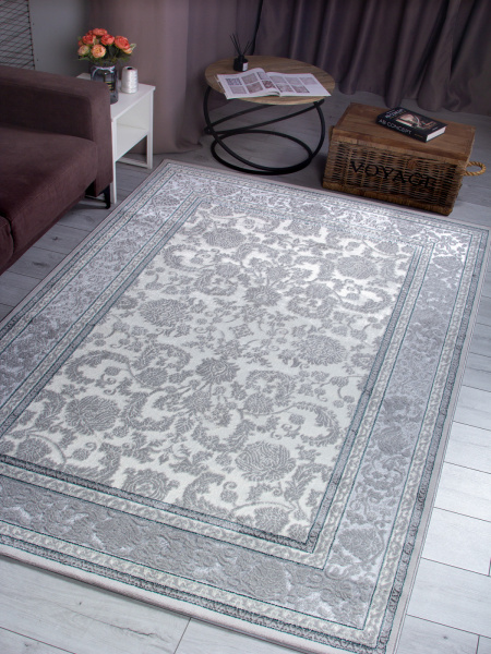 Турецкий прямоугольный ковёр 20812A WHITE / L.GREY