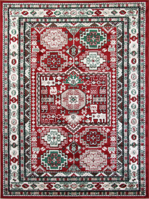 Российский прямоугольный ковёр F667 RED-CREAM
