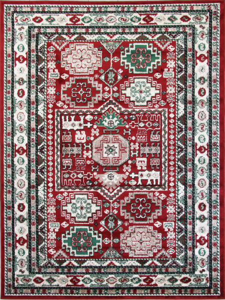 Российский прямоугольный ковёр F667 RED-CREAM