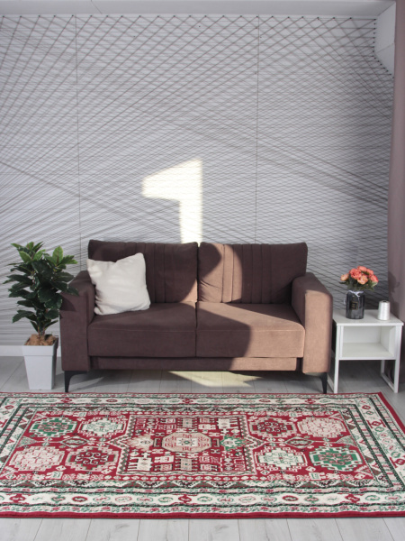 Российский прямоугольный ковёр F667 RED-CREAM