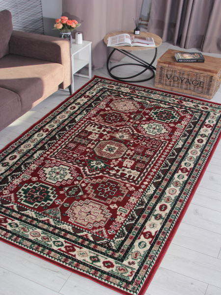 Российский прямоугольный ковёр F667 RED-CREAM