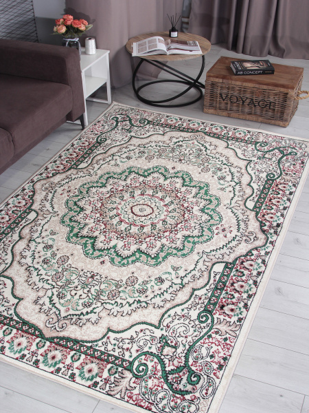 Российский прямоугольный ковёр F670 CREAM-GREEN