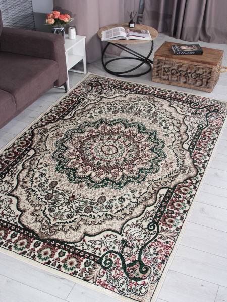 Российский прямоугольный ковёр F670 CREAM-GREEN