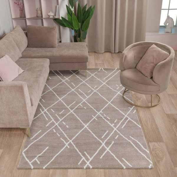 Турецкий прямоугольный ковёр  L348A BEIGE/WHITE