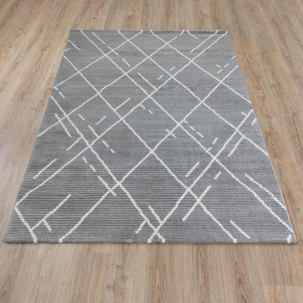 Турецкий прямоугольный ковёр  L348A GREY/WHITE