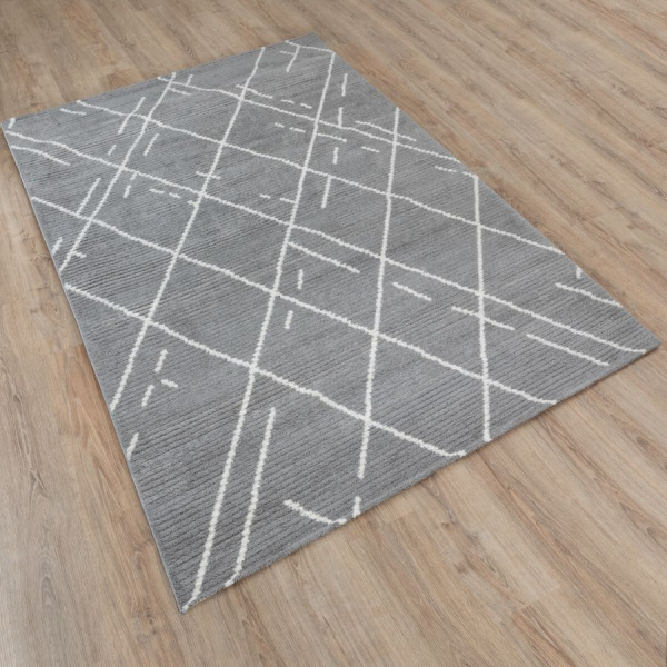 Турецкий прямоугольный ковёр  L348A GREY/WHITE
